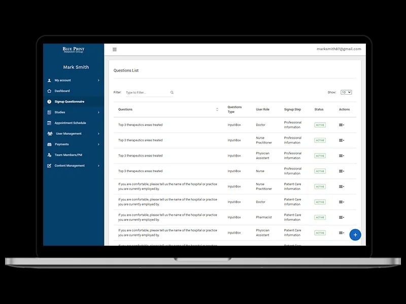 Signup Questionnaire
