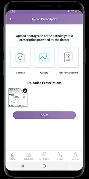 Upload Prescription & Navigation Tab Bar