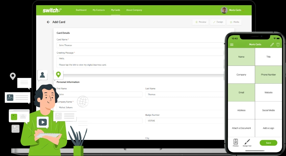Create business card & previews
