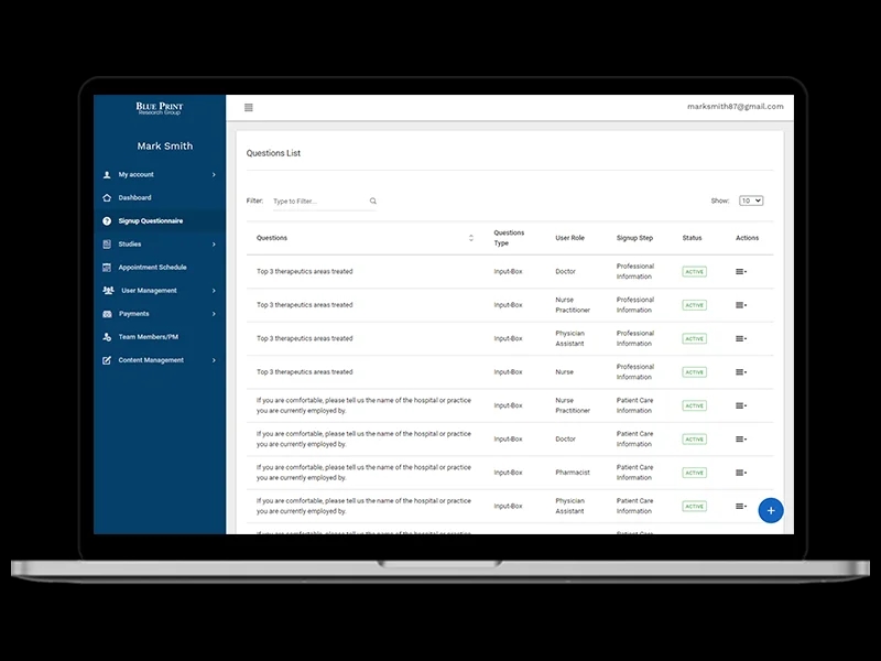 Signup Questionnaire